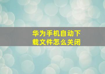 华为手机自动下载文件怎么关闭