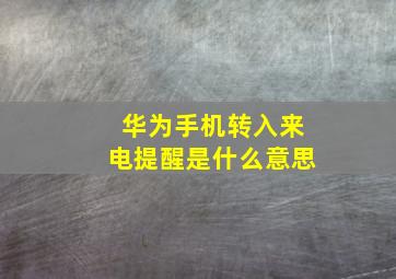 华为手机转入来电提醒是什么意思