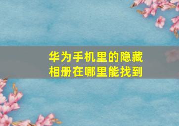 华为手机里的隐藏相册在哪里能找到