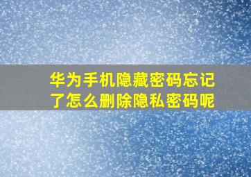 华为手机隐藏密码忘记了怎么删除隐私密码呢