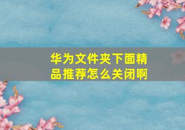 华为文件夹下面精品推荐怎么关闭啊