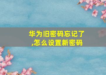 华为旧密码忘记了,怎么设置新密码