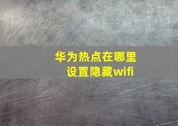 华为热点在哪里设置隐藏wifi