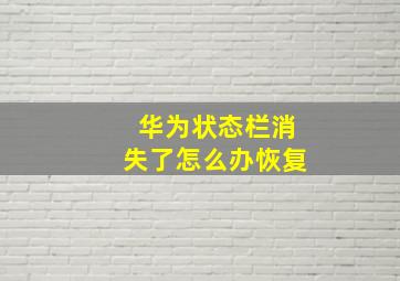 华为状态栏消失了怎么办恢复