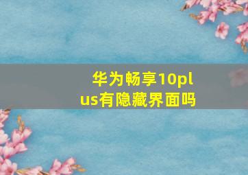 华为畅享10plus有隐藏界面吗