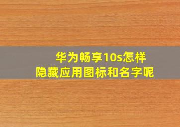 华为畅享10s怎样隐藏应用图标和名字呢