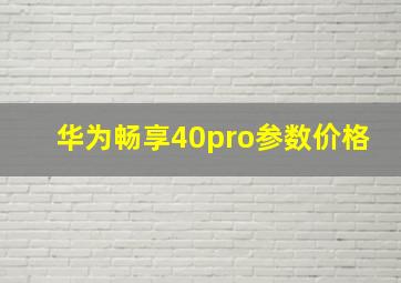 华为畅享40pro参数价格