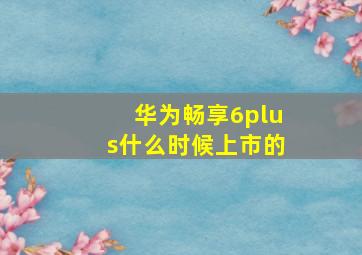 华为畅享6plus什么时候上市的