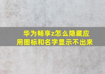 华为畅享z怎么隐藏应用图标和名字显示不出来