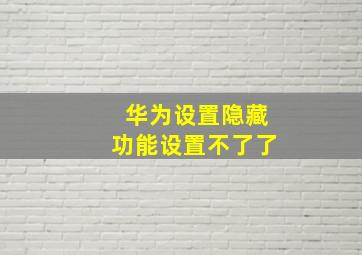 华为设置隐藏功能设置不了了