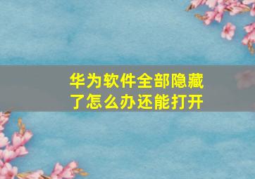 华为软件全部隐藏了怎么办还能打开