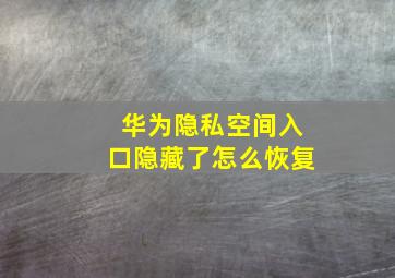 华为隐私空间入口隐藏了怎么恢复