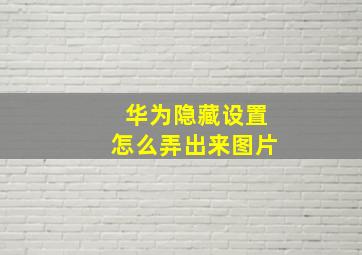 华为隐藏设置怎么弄出来图片