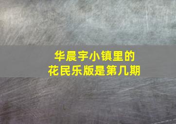 华晨宇小镇里的花民乐版是第几期