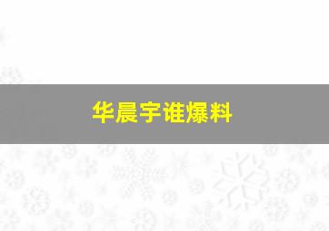 华晨宇谁爆料