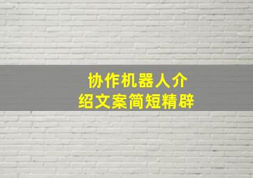 协作机器人介绍文案简短精辟