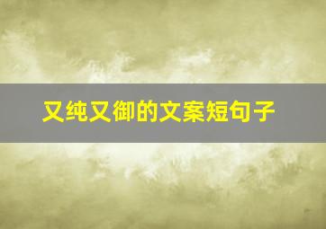 又纯又御的文案短句子