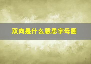 双向是什么意思字母圈