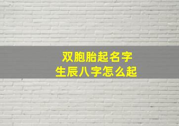 双胞胎起名字生辰八字怎么起