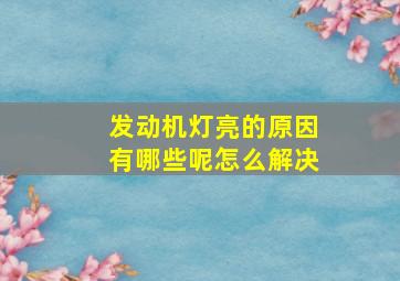 发动机灯亮的原因有哪些呢怎么解决