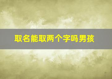 取名能取两个字吗男孩