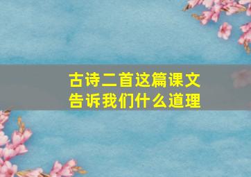 古诗二首这篇课文告诉我们什么道理