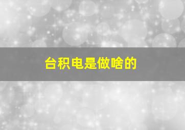 台积电是做啥的