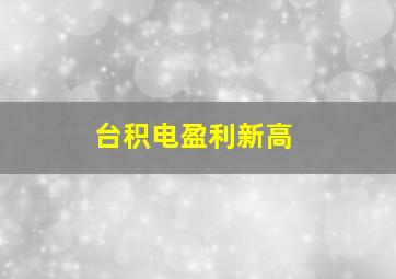 台积电盈利新高