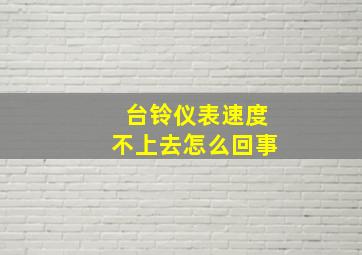 台铃仪表速度不上去怎么回事