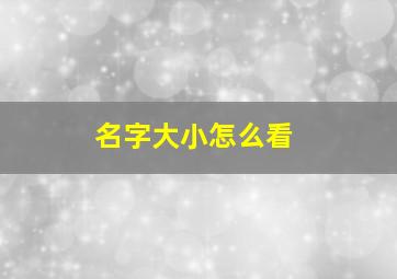 名字大小怎么看