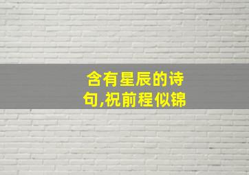 含有星辰的诗句,祝前程似锦