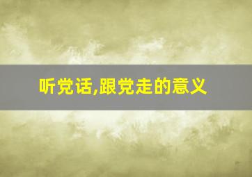 听党话,跟党走的意义