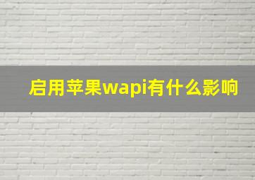 启用苹果wapi有什么影响