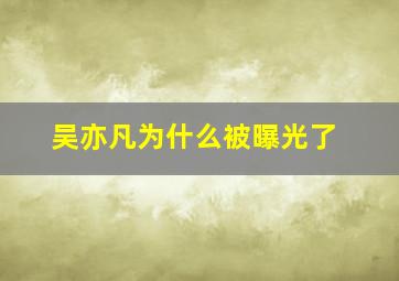 吴亦凡为什么被曝光了