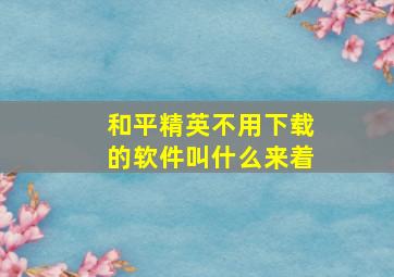 和平精英不用下载的软件叫什么来着