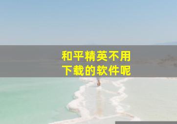 和平精英不用下载的软件呢