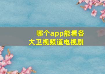 哪个app能看各大卫视频道电视剧