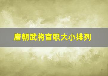 唐朝武将官职大小排列