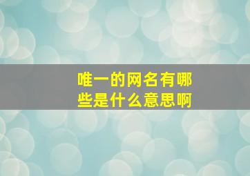 唯一的网名有哪些是什么意思啊