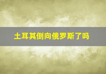 土耳其倒向俄罗斯了吗