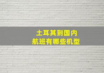 土耳其到国内航班有哪些机型