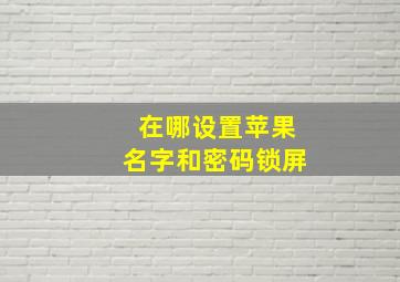 在哪设置苹果名字和密码锁屏