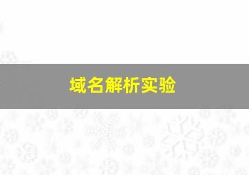 域名解析实验