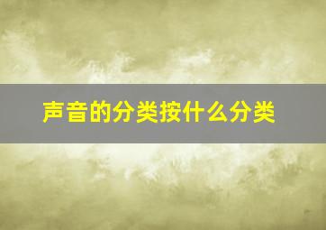 声音的分类按什么分类