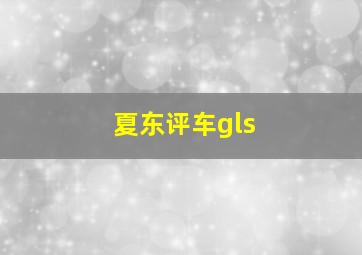 夏东评车gls