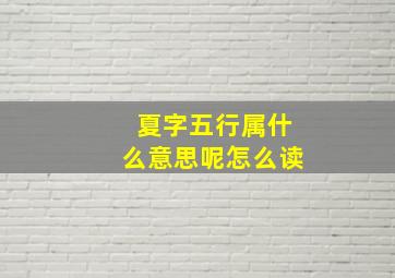 夏字五行属什么意思呢怎么读