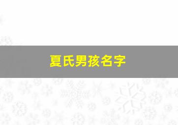 夏氏男孩名字