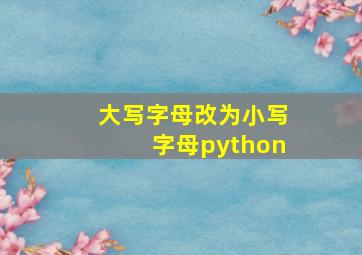 大写字母改为小写字母python