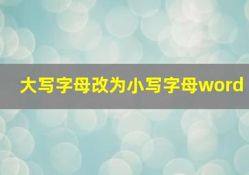 大写字母改为小写字母word