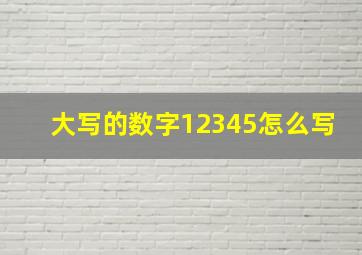 大写的数字12345怎么写